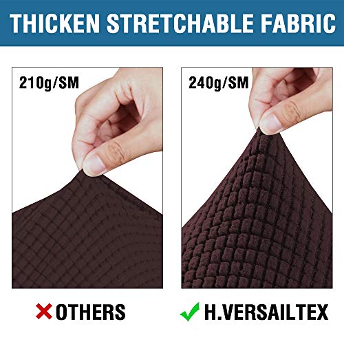 H.VERSAILTEX 4 Piece Stretch Sofa Covers for 3 Cushion Couch Covers for Living Room Furniture Slipcovers (Base Cover Plus 3 Seat Cushion Covers) Upgraded Thicker Jacquard Fabric (Sofa, Chocolate)