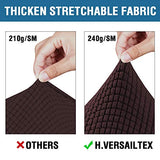 H.VERSAILTEX 4 Piece Stretch Sofa Covers for 3 Cushion Couch Covers for Living Room Furniture Slipcovers (Base Cover Plus 3 Seat Cushion Covers) Upgraded Thicker Jacquard Fabric (Sofa, Chocolate)