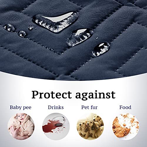 PrimeBeau Reversible Armchair Protector Slipcover Water Resistant Anti-Slip Couch Cover with Elastic Straps, Pets Protection, Stylish Decor, Easy Care