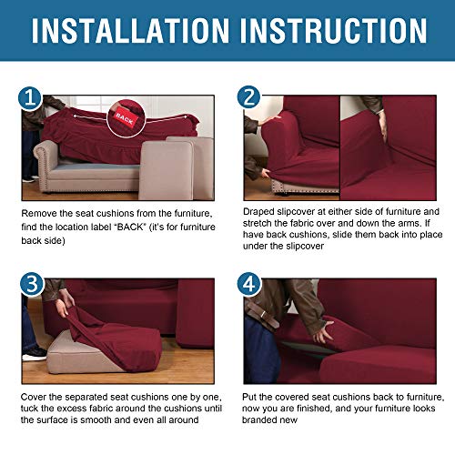 PrimeBeau Thicker Jacquard Fabric 3 Pieces Loveseat & Oversize Loveseat Covers for 2 Cushion Sofa Couch Slipcovers (Base Cover Plus 2 Seat Cushion Covers)