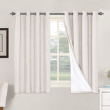 PrimeBeau 100% Blackout Linen Mixed Curtains, set of 2 Panels, 52 Series Short