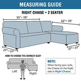 PrimeBeau 2 Pieces L-Shaped Rich Velvet Stretch Sofa Covers Anti-Slip Sectional Slipcovers with Straps Bottom Luxury Thick Velvet Corner Sofa Cover