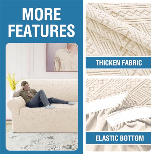 PrimeBeau Wind Bell Pattern Jacquard 1 Piece Stretch Sofa Covers Furniture Protector