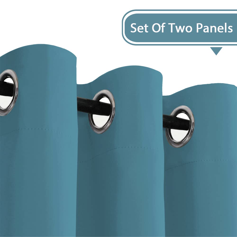 PrimeBeau Blackout Grommet Solid Color Curtain Set of 2 Panels, W52" Short