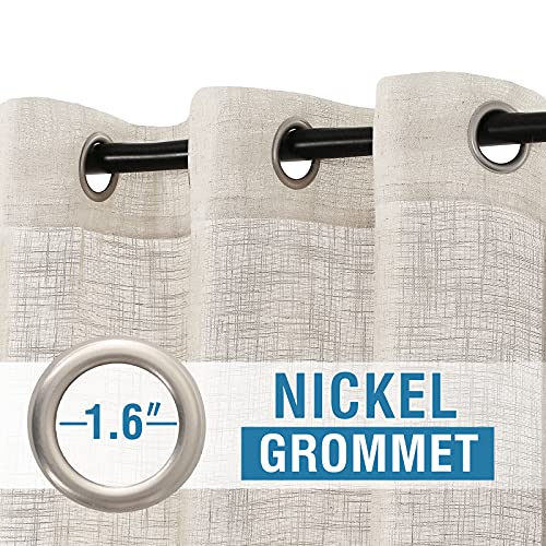PrimeBeau Natural Linen Blended Grommet Curtains 2 Panel Sets