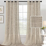 PrimeBeau Natural Linen Blended Grommet Curtains 2 Panel Sets