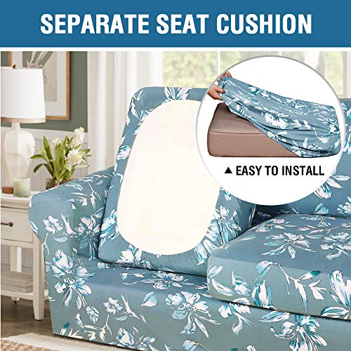 PrimeBeau Super Stretch 2 Set of Armchair Slipcovers, Floral Pattern, Luxurious Fleece Bouncy Modern Style Pet Friendly，Easy Care