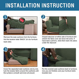H.VERSAILTEX 3 Piece Stretch Sofa Covers for 2 Cushion Loveseat Couch Covers for Living Room Furniture Cover (Base Cover Plus 2 Seat Cushion Covers) Thicker Jacquard Fabric(Medium, Bronze Green)