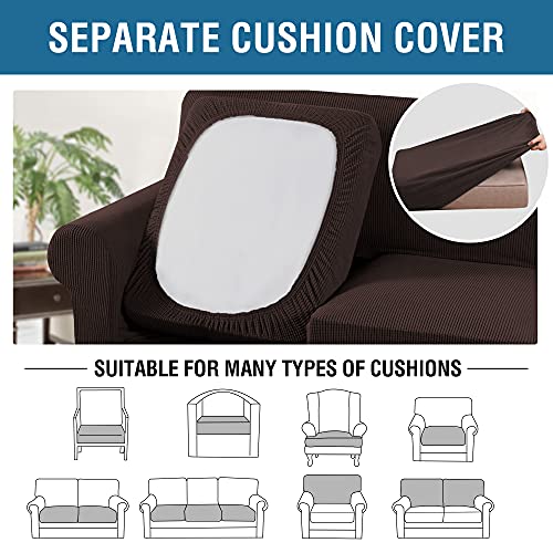 PrimeBeau Thicker Jacquard Fabric 3 Pieces Loveseat & Oversize Loveseat Covers for 2 Cushion Sofa Couch Slipcovers (Base Cover Plus 2 Seat Cushion Covers)