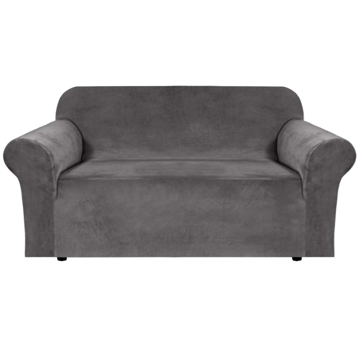 PrimeBeau Stretch Velvet Loveseat Covers for 2 Cushion Couch Covers for Living Room Sofa Covers Slipcovers with Non Slip Straps Bottom, Ultra Thick Comfy Velour