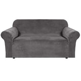 PrimeBeau Stretch Velvet Loveseat Covers for 2 Cushion Couch Covers for Living Room Sofa Covers Slipcovers with Non Slip Straps Bottom, Ultra Thick Comfy Velour
