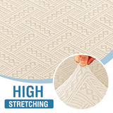 H.VERSAILTEX 2024 Newest Jacquard Couch Covers for 3 Cushion Couch 1 Piece Stretch Sofa Covers Furniture Protector Anti-Slip Soft Thickened Dogs Slipcovers Washable Wind Bell Pattern(Sofa, Ivory)