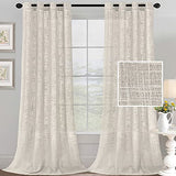 PrimeBeau Natural Linen Blended Grommet Curtains 2 Panel Sets