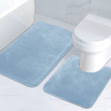 PrimeBeau Luxurious Memory Foam Bath Mat, Flannel Velvety Bath Mat Luxury Extra Soft and Absorbent Non Slip Rugs(Set of 2)
