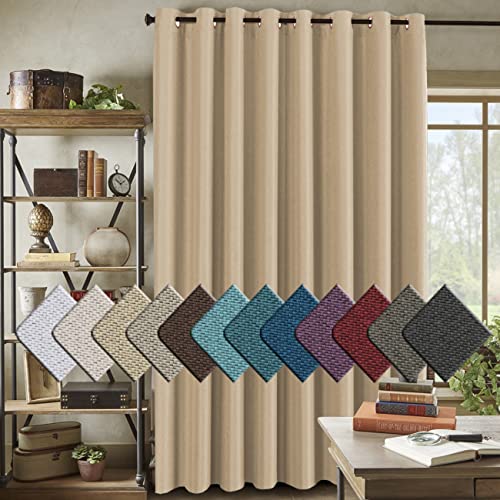 PrimeBeau Faux Linen Room Darkening/Room Dividing Curtain Draper Extra Wide & Long