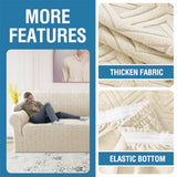 H.VERSAILTEX 2024 Newest Jacquard Couch Covers for 3 Cushion Couch 1 Piece Stretch Sofa Covers Furniture Protector Anti-Slip Soft Thickened Dogs Slipcovers Washable Diamond Pattern(Sofa, Ivory)