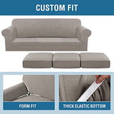PrimeBeau 4 Pieces Premium Jacquard Sofa Slipcover Set, Sofa and Oversize Sofa