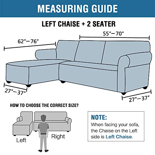 PrimeBeau 2 Pieces L-Shaped Rich Velvet Stretch Sofa Covers Anti-Slip Sectional Slipcovers with Straps Bottom Luxury Thick Velvet Corner Sofa Cover