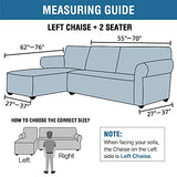 PrimeBeau 2 Pieces L-Shaped Rich Velvet Stretch Sofa Covers Anti-Slip Sectional Slipcovers with Straps Bottom Luxury Thick Velvet Corner Sofa Cover