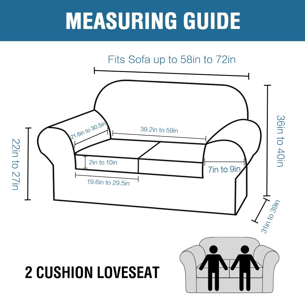 PrimeBeau Real Velvet Plush 3 Piece Stretch Sofa Covers Couch Covers for 2 Cushion Couch Loveseat Covers