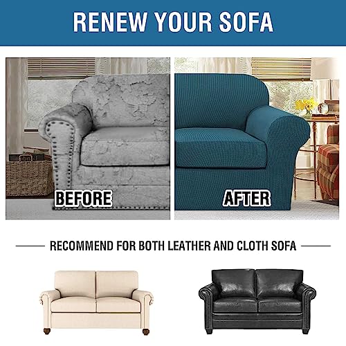 PrimeBeau Thicker Jacquard Fabric 3 Pieces Loveseat & Oversize Loveseat Covers for 2 Cushion Sofa Couch Slipcovers (Base Cover Plus 2 Seat Cushion Covers)