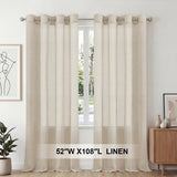 H.Versailtex 2 Panels Natural Linen Blended Semi-Sheer Curtains Privacy Assured with Nickel Grommet