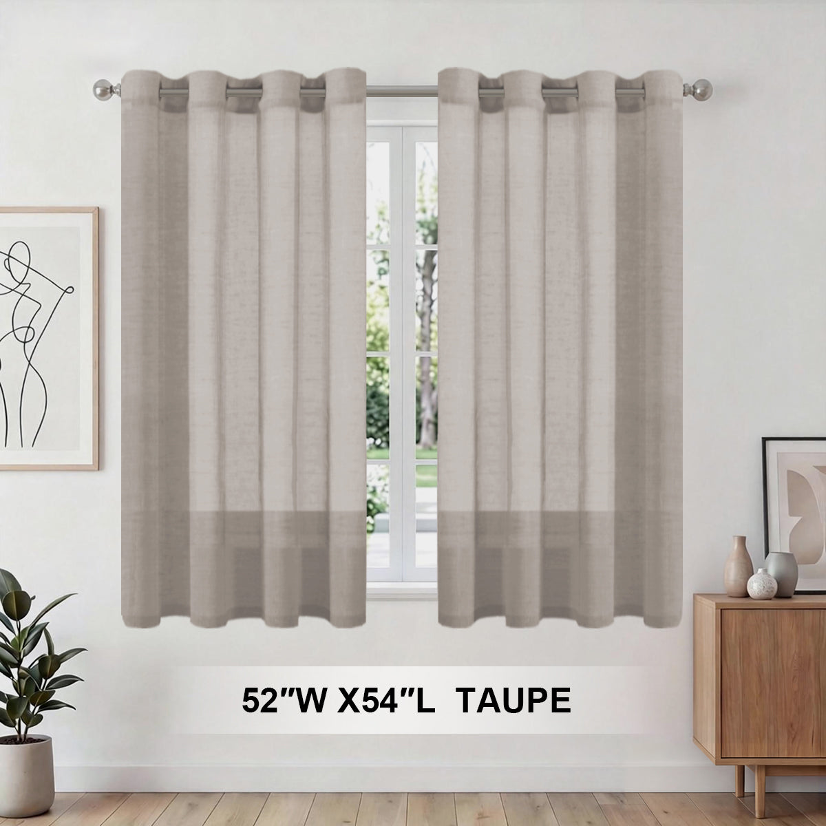 H.Versailtex 2 Panels Natural Linen Blended Semi-Sheer Curtains Privacy Assured with Nickel Grommet