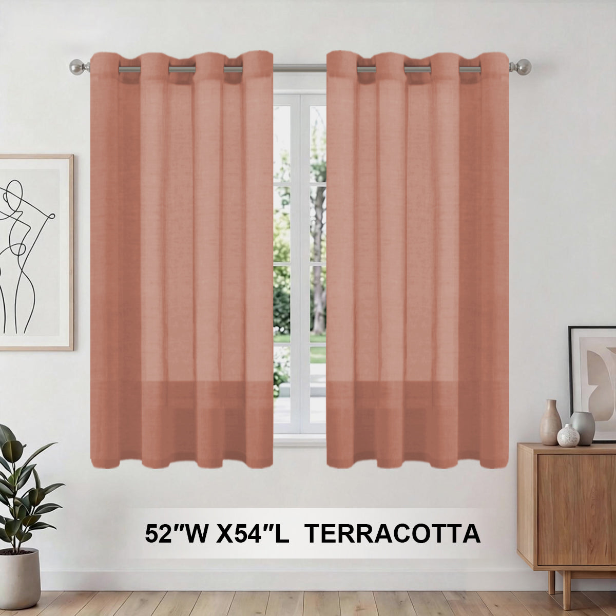 H.Versailtex 2 Panels Natural Linen Blended Semi-Sheer Curtains Privacy Assured with Nickel Grommet