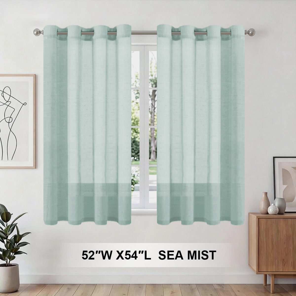 H.Versailtex 2 Panels Natural Linen Blended Semi-Sheer Curtains Privacy Assured with Nickel Grommet