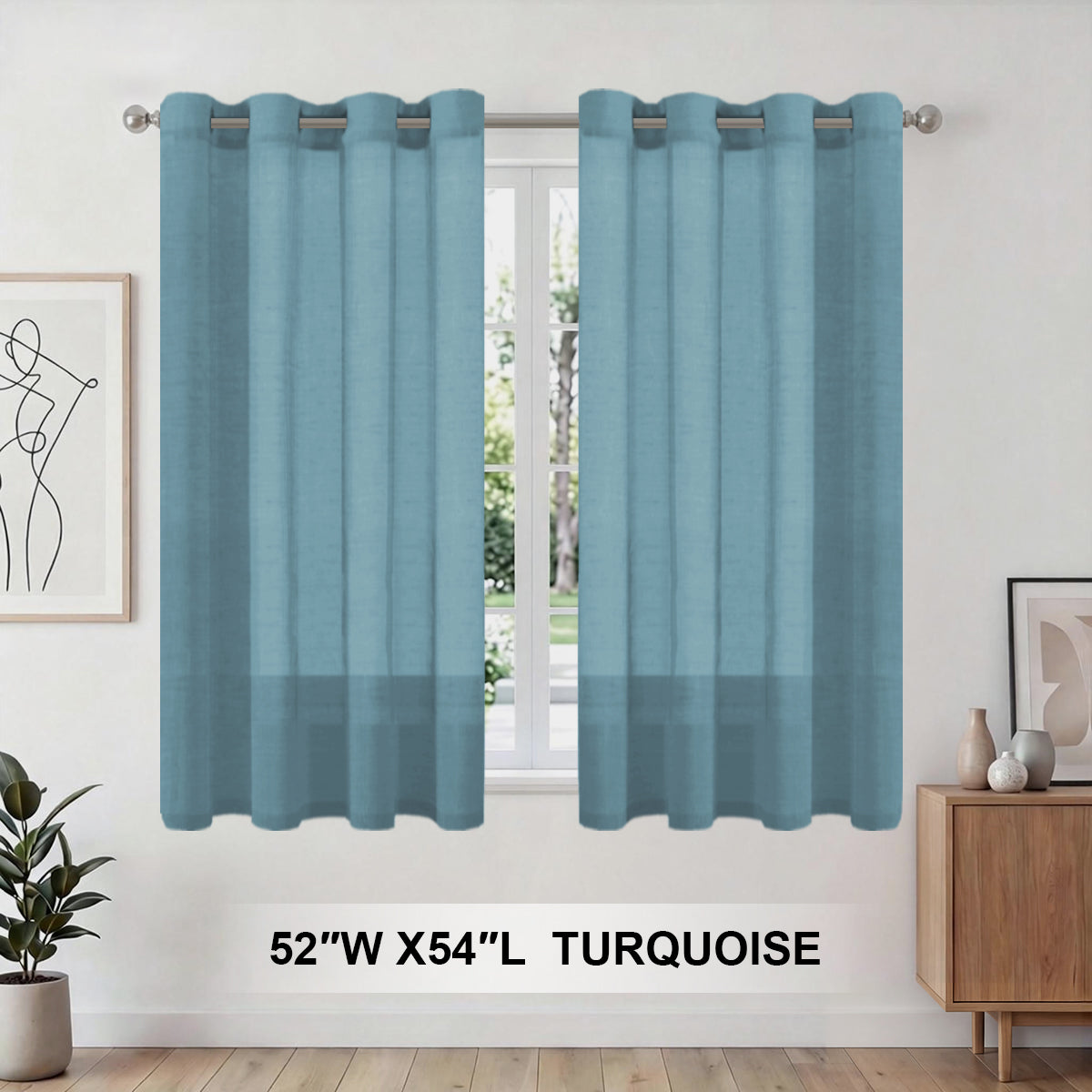 H.Versailtex 2 Panels Natural Linen Blended Semi-Sheer Curtains Privacy Assured with Nickel Grommet