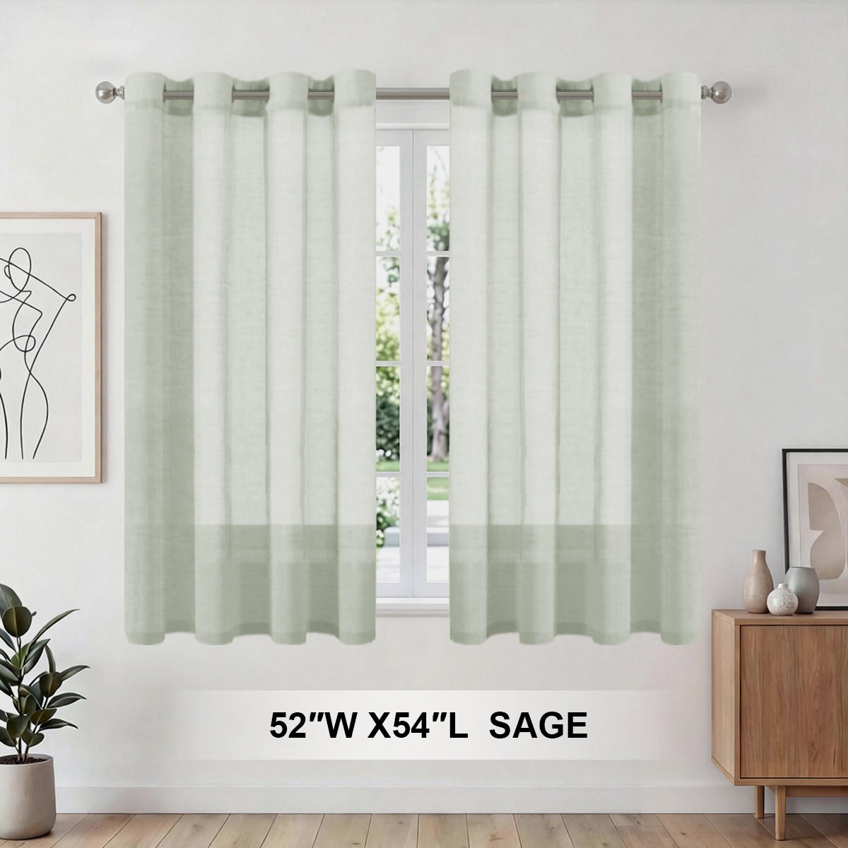 H.Versailtex 2 Panels Natural Linen Blended Semi-Sheer Curtains Privacy Assured with Nickel Grommet