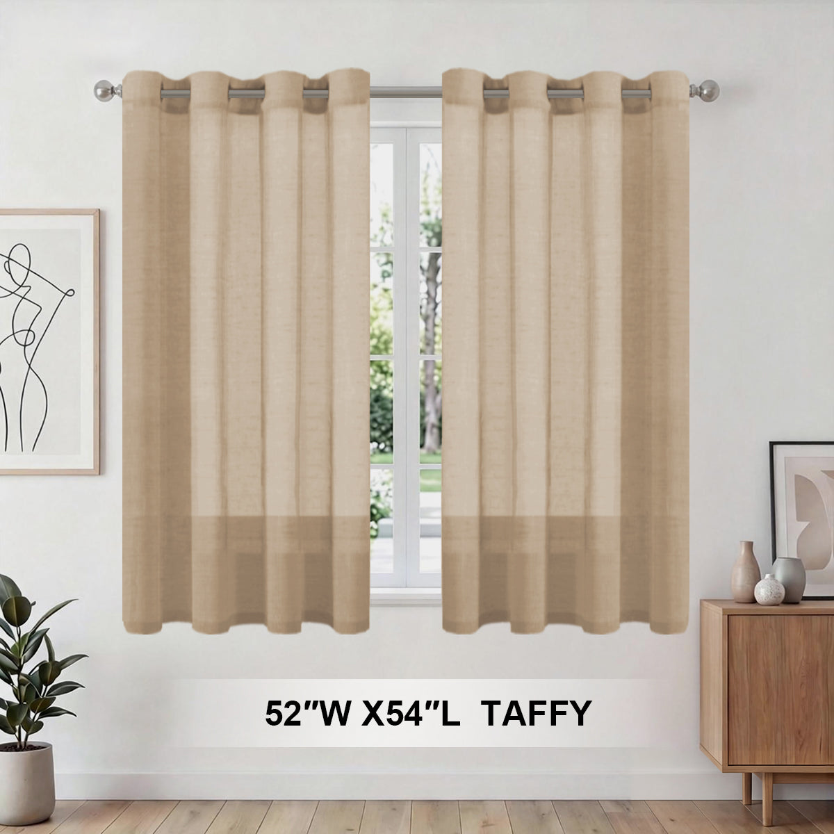 H.Versailtex 2 Panels Natural Linen Blended Semi-Sheer Curtains Privacy Assured with Nickel Grommet