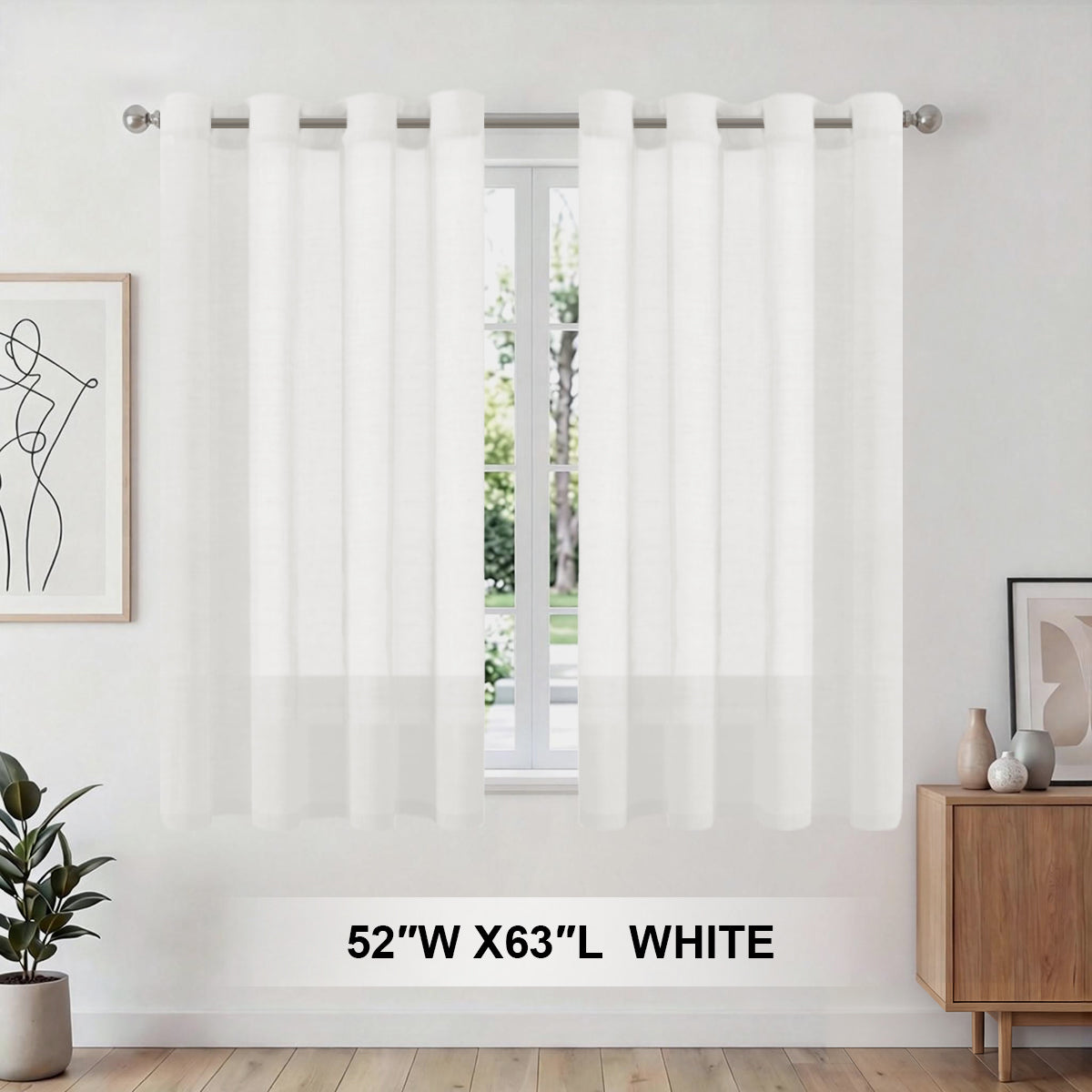 H.Versailtex 2 Panels Natural Linen Blended Semi-Sheer Curtains Privacy Assured with Nickel Grommet