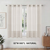 H.Versailtex 2 Panels Natural Linen Blended Semi-Sheer Curtains Privacy Assured with Nickel Grommet