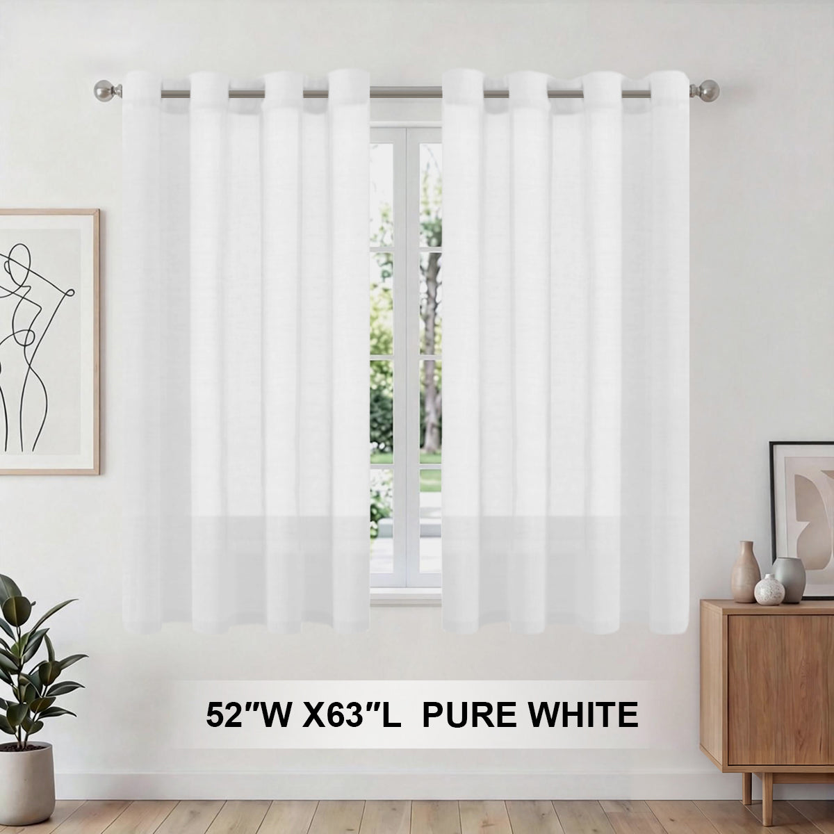 H.Versailtex 2 Panels Natural Linen Blended Semi-Sheer Curtains Privacy Assured with Nickel Grommet