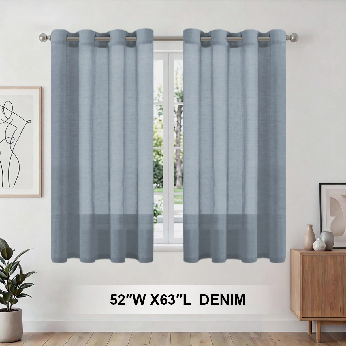 H.Versailtex 2 Panels Natural Linen Blended Semi-Sheer Curtains Privacy Assured with Nickel Grommet