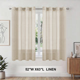 H.Versailtex 2 Panels Natural Linen Blended Semi-Sheer Curtains Privacy Assured with Nickel Grommet