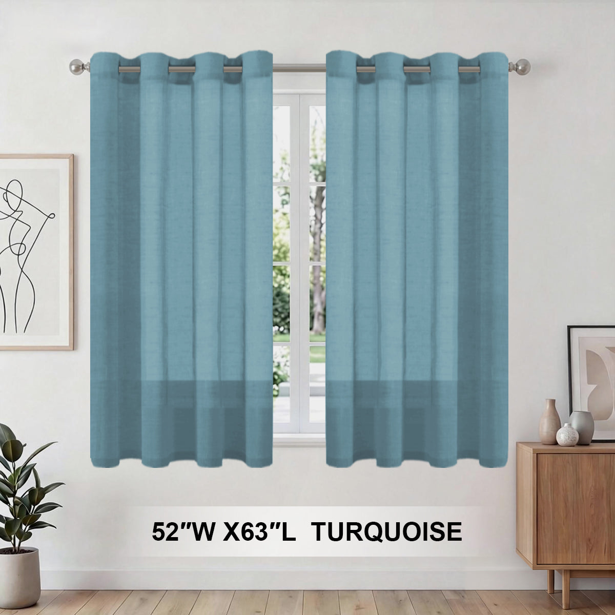 H.Versailtex 2 Panels Natural Linen Blended Semi-Sheer Curtains Privacy Assured with Nickel Grommet