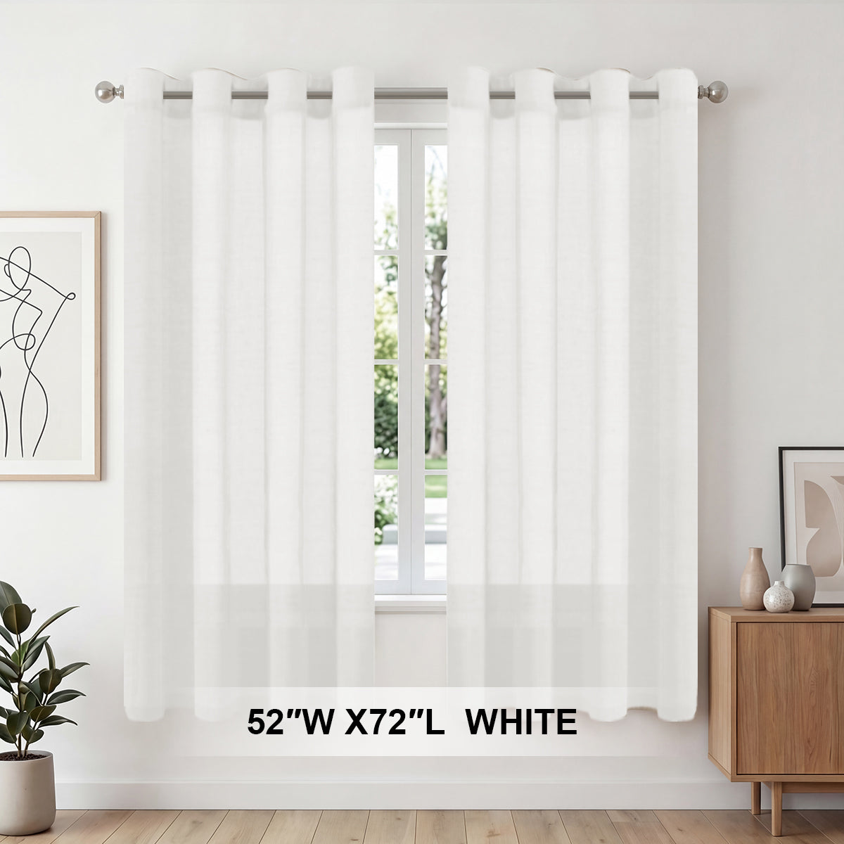 H.Versailtex 2 Panels Natural Linen Blended Semi-Sheer Curtains Privacy Assured with Nickel Grommet