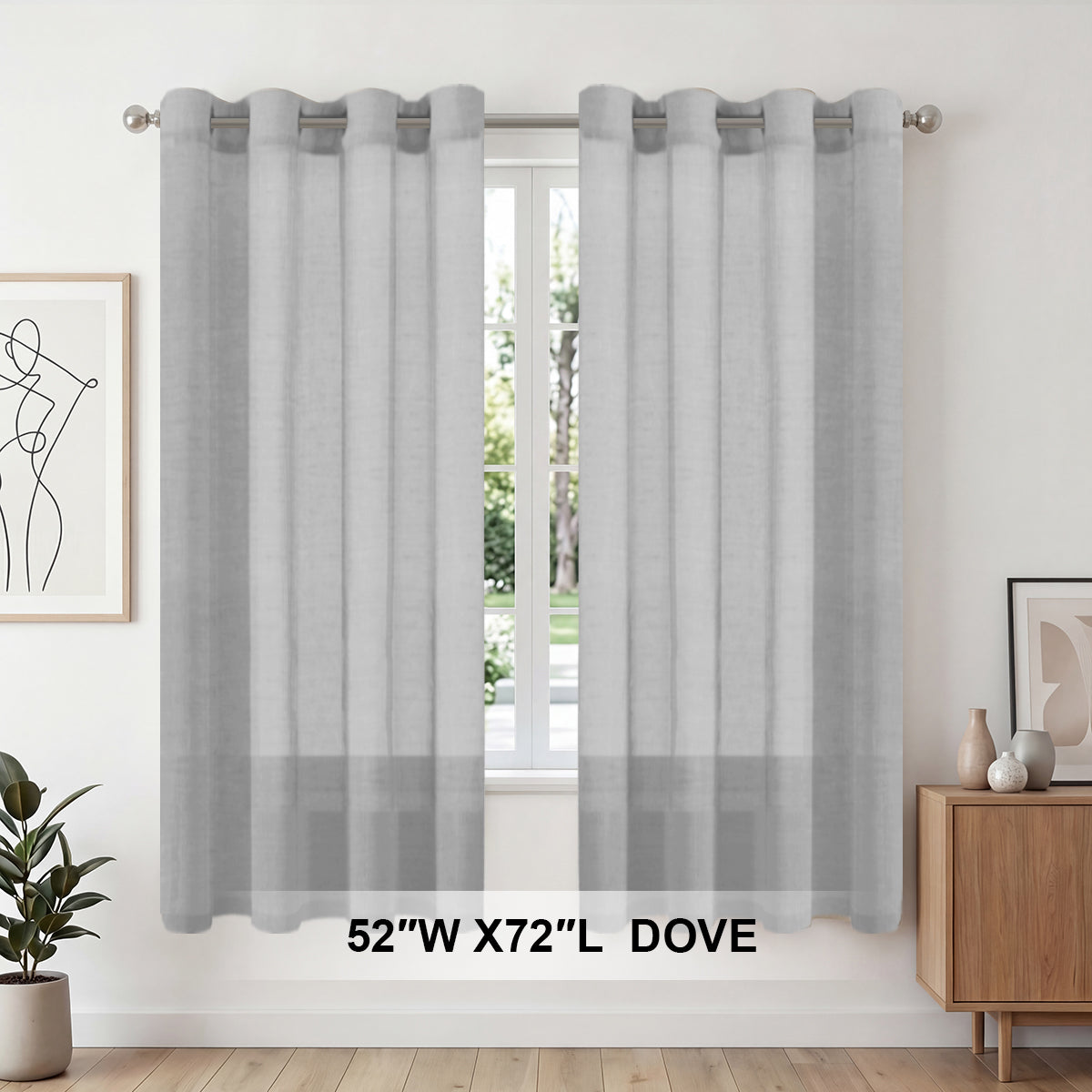 H.Versailtex 2 Panels Natural Linen Blended Semi-Sheer Curtains Privacy Assured with Nickel Grommet