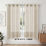 H.Versailtex 2 Panels Natural Linen Blended Semi-Sheer Curtains Privacy Assured with Nickel Grommet
