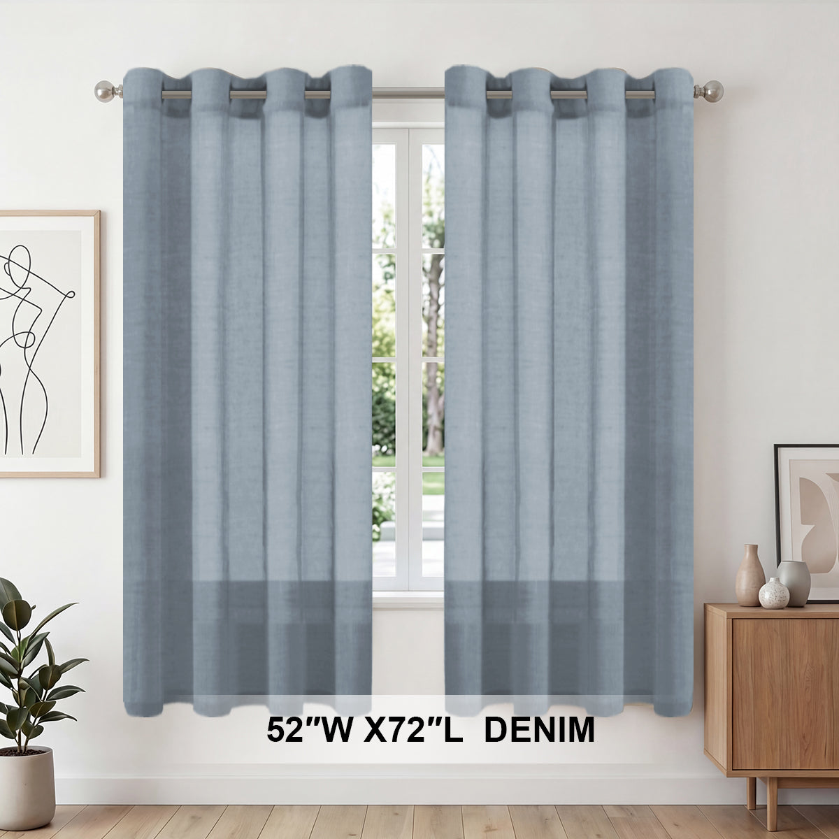 H.Versailtex 2 Panels Natural Linen Blended Semi-Sheer Curtains Privacy Assured with Nickel Grommet