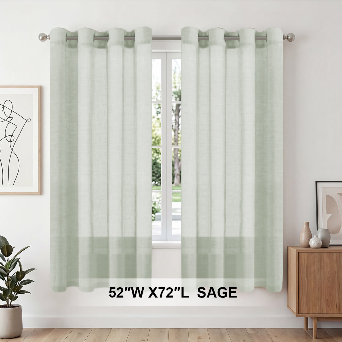 H.Versailtex 2 Panels Natural Linen Blended Semi-Sheer Curtains Privacy Assured with Nickel Grommet