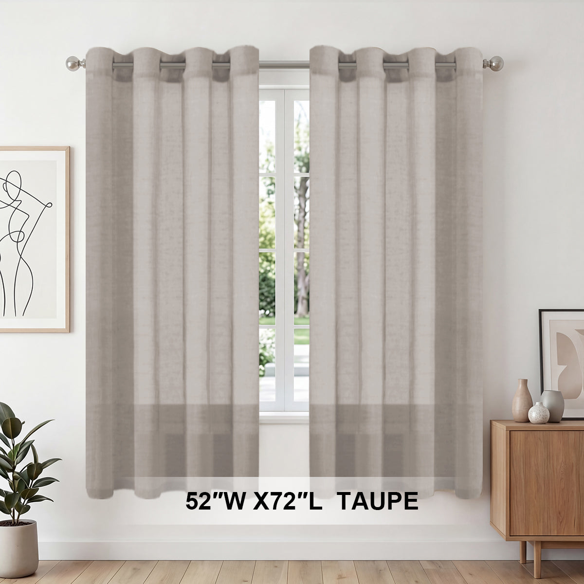 H.Versailtex 2 Panels Natural Linen Blended Semi-Sheer Curtains Privacy Assured with Nickel Grommet