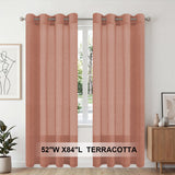 H.Versailtex 2 Panels Natural Linen Blended Semi-Sheer Curtains Privacy Assured with Nickel Grommet
