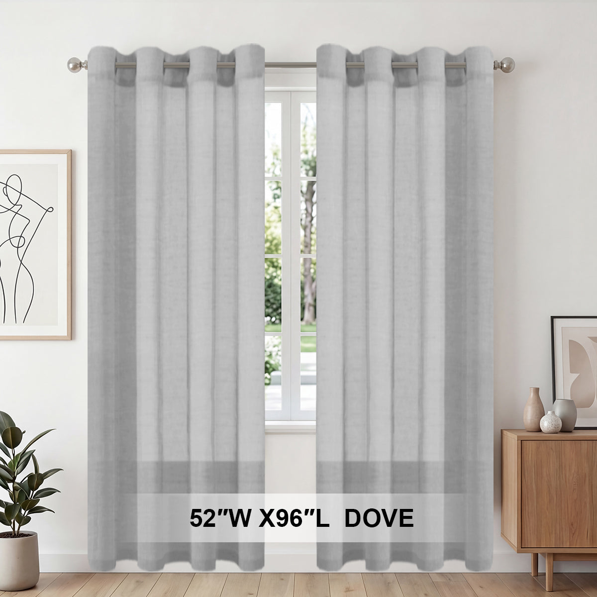 H.Versailtex 2 Panels Natural Linen Blended Semi-Sheer Curtains Privacy Assured with Nickel Grommet