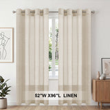 H.Versailtex 2 Panels Natural Linen Blended Semi-Sheer Curtains Privacy Assured with Nickel Grommet
