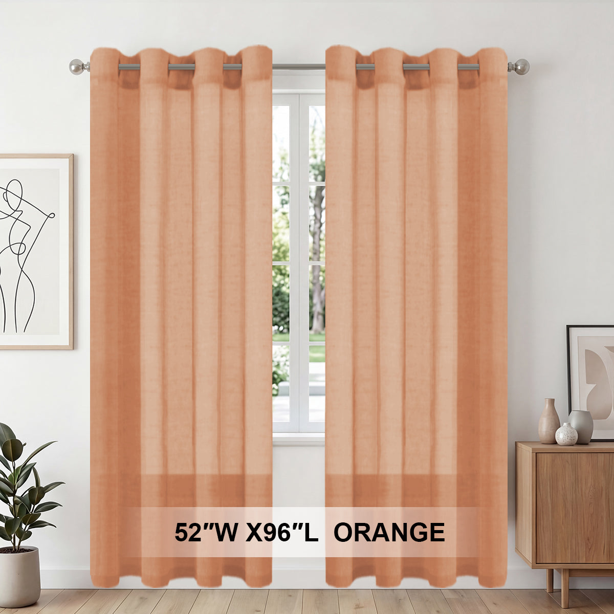 H.Versailtex 2 Panels Natural Linen Blended Semi-Sheer Curtains Privacy Assured with Nickel Grommet