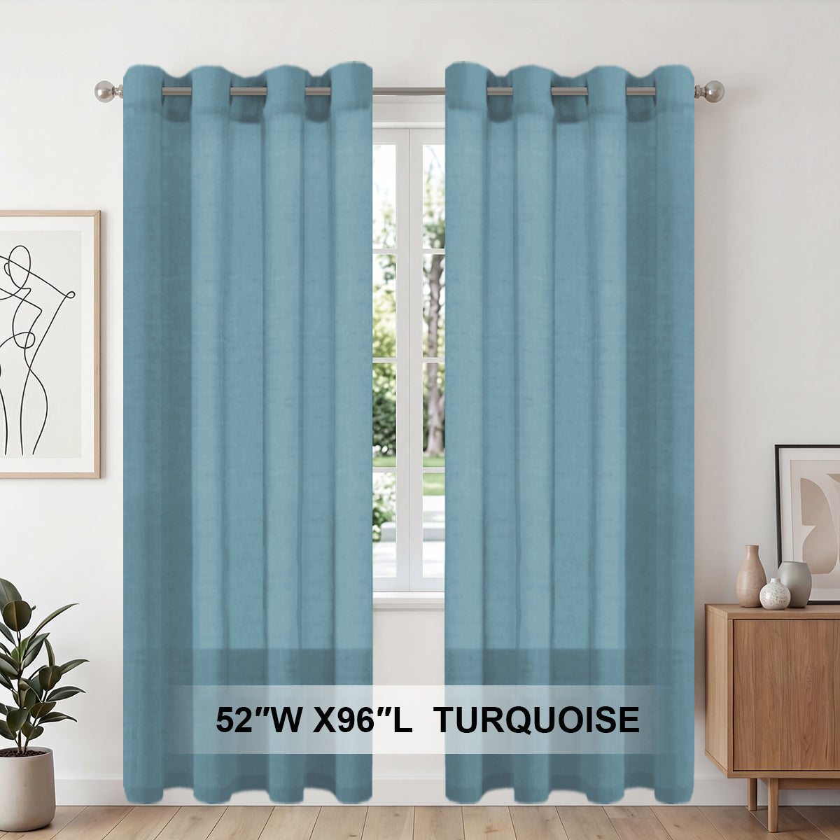 H.Versailtex 2 Panels Natural Linen Blended Semi-Sheer Curtains Privacy Assured with Nickel Grommet