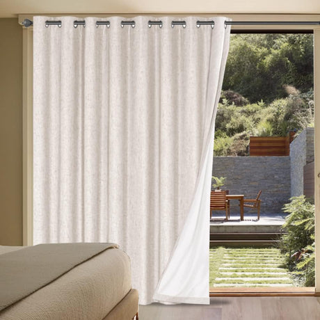 H.Versailtex 1 Panel Durable Thick Textured Linen Look Blackout Patio Door Grommet Curtain